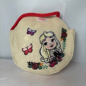 Disney Animators Collection Aurora Straw Tote Bag Beach Purse Coral Rope Handles